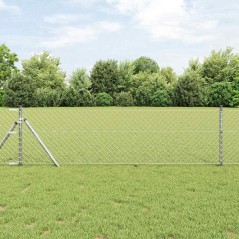 vidaXL Set di pali del recinto Argento 0.4 x 10 m Acciaio zincato
