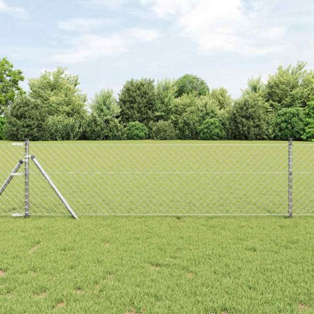 vidaXL Set di pali del recinto Argento 0.8 x 10 m Acciaio zincato
