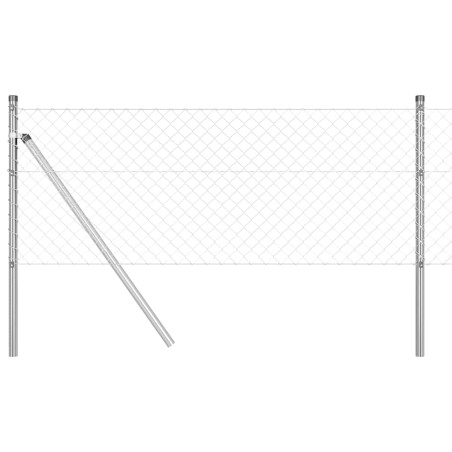 vidaXL Set di pali del recinto Argento 0.8 x 10 m Acciaio zincato