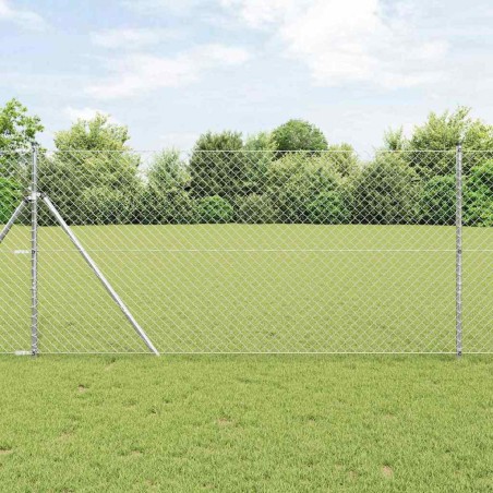 vidaXL Set di pali del recinto Argento 1.4 x 10 m Acciaio zincato