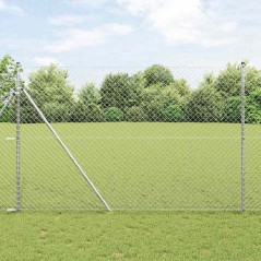 vidaXL Set di pali del recinto Argento 1.5 x 10 m Acciaio zincato