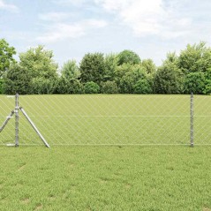 vidaXL Set di pali del recinto Argento 0.6 x 10 m Acciaio zincato