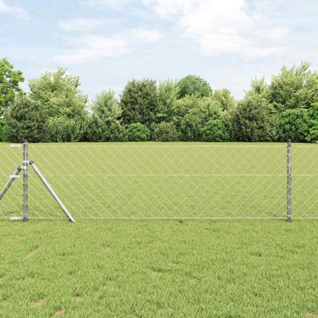 vidaXL Set di pali del recinto Argento 0.8 x 10 m Acciaio zincato