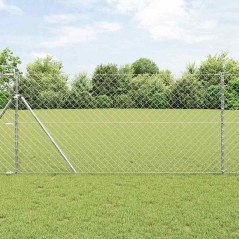 vidaXL Set di pali del recinto Argento 1.2 x 10 m Acciaio zincato
