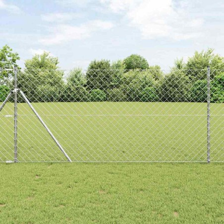 vidaXL Set di pali del recinto Argento 1.2 x 10 m Acciaio zincato