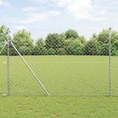 vidaXL Set di pali del recinto Argento 1.5 x 10 m Acciaio zincato