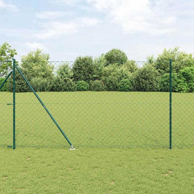 vidaXL Set di pali del recinto Verde 1.6 x 10 m Acciaio zincato