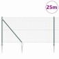 vidaXL Set di pali del recinto Verde 1 x 25 m Acciaio zincato