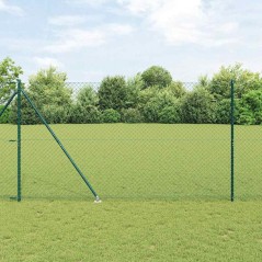 vidaXL Set di pali del recinto Verde 1.5 x 25 m Acciaio zincato