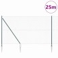 vidaXL Set di pali del recinto Verde 1.5 x 25 m Acciaio zincato