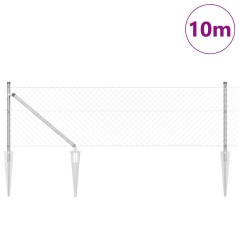 vidaXL Set di pali del recinto Argento 0.4 x 10 m Acciaio zincato