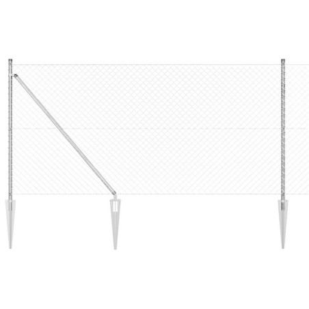 vidaXL Set di pali del recinto Argento 10 x 1 m Acciaio zincato