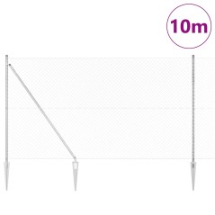 vidaXL Set di pali del recinto Argento 10 x 1.6 m Acciaio zincato