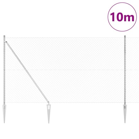 vidaXL Set di pali del recinto Argento 10 x 1.6 m Acciaio zincato