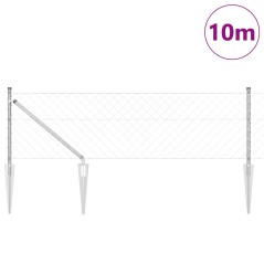 vidaXL Set di pali del recinto Argento 10 x 0.4 m Acciaio zincato