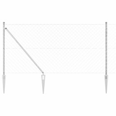 vidaXL Set di pali del recinto Argento Acciaio zincato