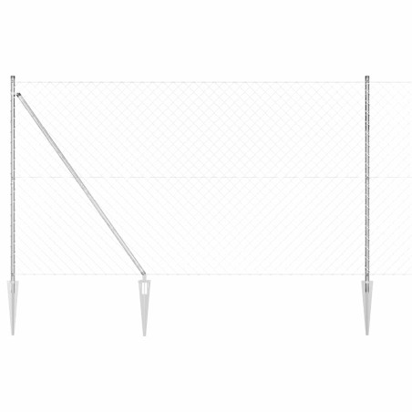 vidaXL Set di pali del recinto Argento Nero 10x1.5m