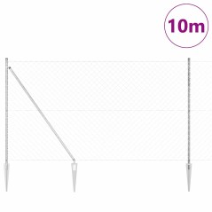vidaXL Set di pali del recinto Argento Nero 10x1.5m