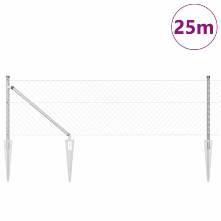 vidaXL Set di pali del recinto Argento Kit di dimensioni complete