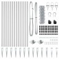 vidaXL Set di pali del recinto Argento 25 x 0.6 m Acciaio zincato