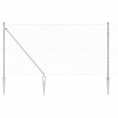 vidaXL Set di pali del recinto Argento 25 x 1,2 m Acciaio zincato