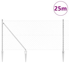 vidaXL Set di pali del recinto Argento 25 x 1,2 m Acciaio zincato