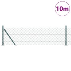 vidaXL Set di pali del recinto Argento 10 x 0.4 m Acciaio zincato