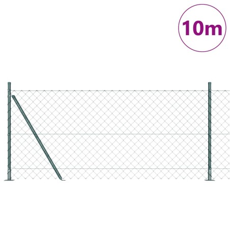 vidaXL Set di pali del recinto Argento 10 x 1 m Acciaio zincato