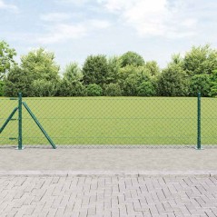 vidaXL Set di pali del recinto Argento 25 x 0.4 m Acciaio zincato