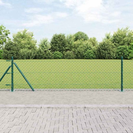 vidaXL Set di pali del recinto Argento 25 x 0.4 m Acciaio zincato