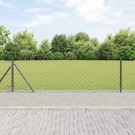 vidaXL Set di pali del recinto Argento Standard Acciaio zincato