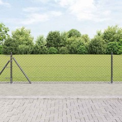 vidaXL Set di pali del recinto Argento 25 x 0.6 m Acciaio zincato