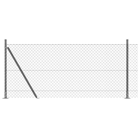 vidaXL Set di pali del recinto Argento 25 x 1 m Acciaio zincato