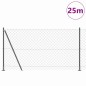 vidaXL Set di pali del recinto Argento 25 x 1,2 m Acciaio zincato