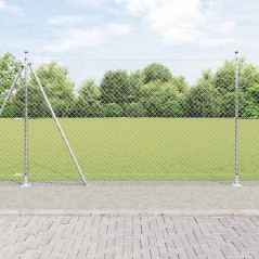 vidaXL Set di pali del recinto Argento 10 x 1.6 m Acciaio zincato