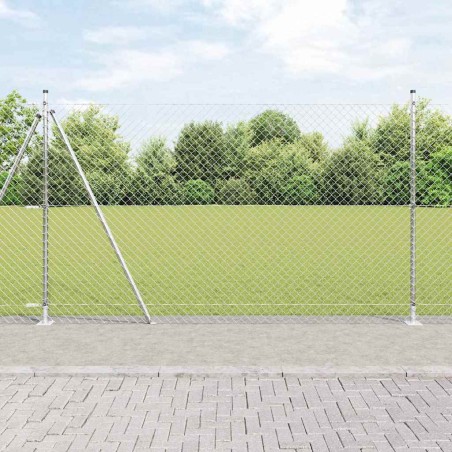vidaXL Set di pali del recinto Argento 10 x 1.6 m Acciaio zincato