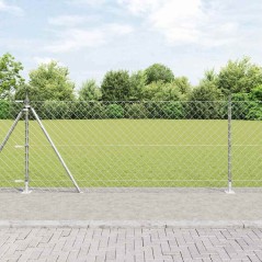 vidaXL Set di pali del recinto Argento 10 m x 0.8 m Acciaio zincato