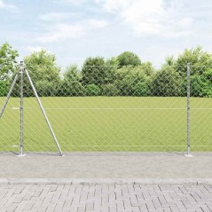 vidaXL Set di pali del recinto Argento 10 x 1.2 m Acciaio zincato