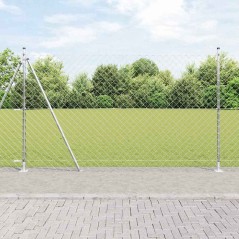vidaXL Set di pali del recinto Argento 10 x 1.5 m Acciaio zincato
