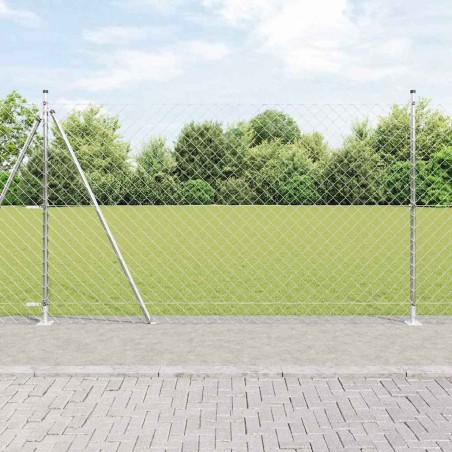 vidaXL Set di pali del recinto Argento 10 x 1.5 m Acciaio zincato