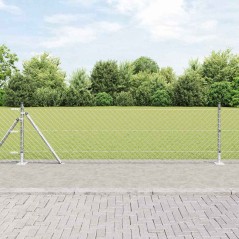 vidaXL Set di pali del recinto Argento 25 x 0.6 m Acciaio zincato