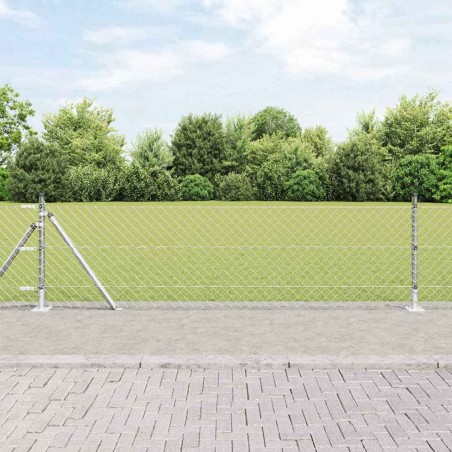 vidaXL Set di pali del recinto Argento 25 x 0.6 m Acciaio zincato