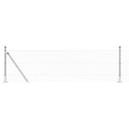 vidaXL Set di pali del recinto Argento 25 x 0.6 m Acciaio zincato