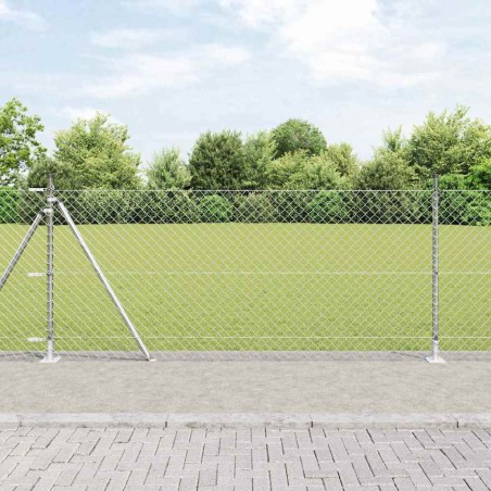vidaXL Set di pali del recinto Argento 25 x 0.8 m Acciaio zincato