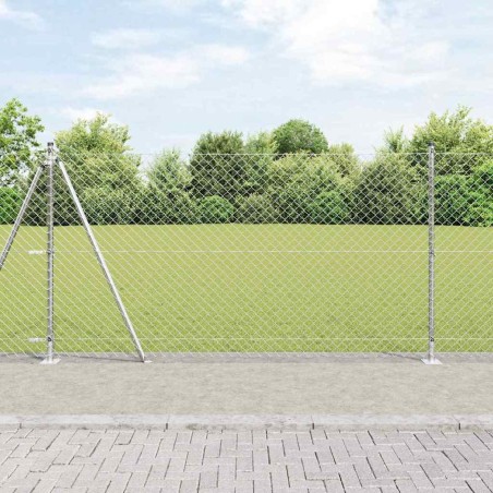 vidaXL Set di pali del recinto Argento 25 x 1,2 m Acciaio zincato