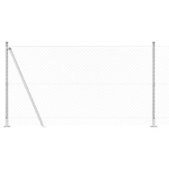 vidaXL Set di pali del recinto Argento 25 x 1,2 m Acciaio zincato