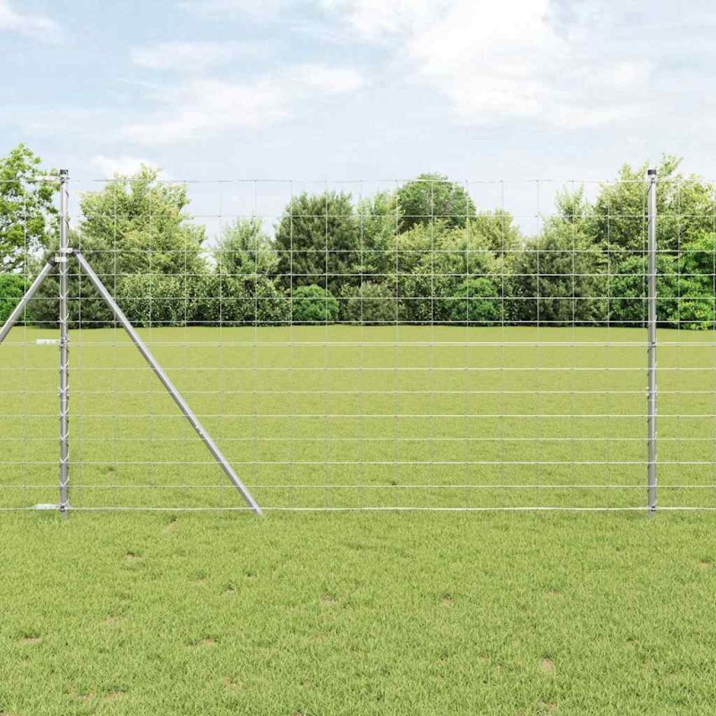 vidaXL Recinzione da Campo 1,4 x 25 m in Acciaio Zincato