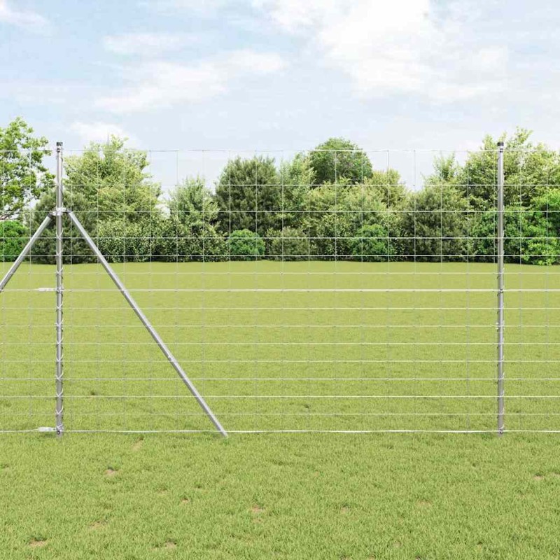 vidaXL Recinzione da Campo 1.6x25 m in Acciaio Zincato