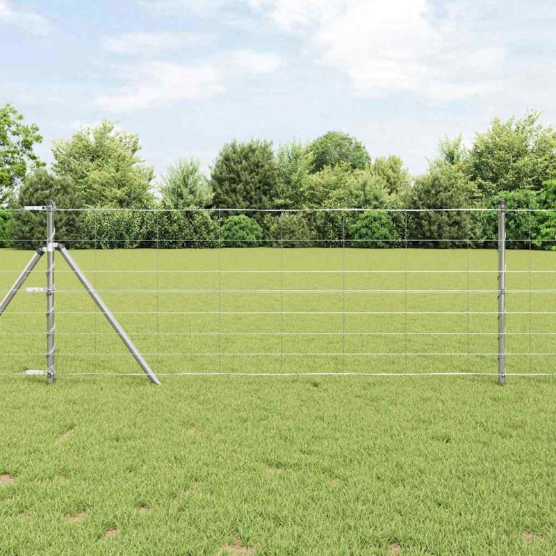 vidaXL Recinzione da Campo 0,8 x 50 m in Acciaio Zincato