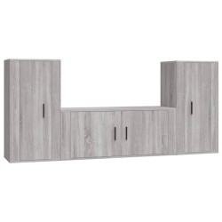 Set Mobili Porta TV 3 pz Grigio Sonoma in Legno Multistrato